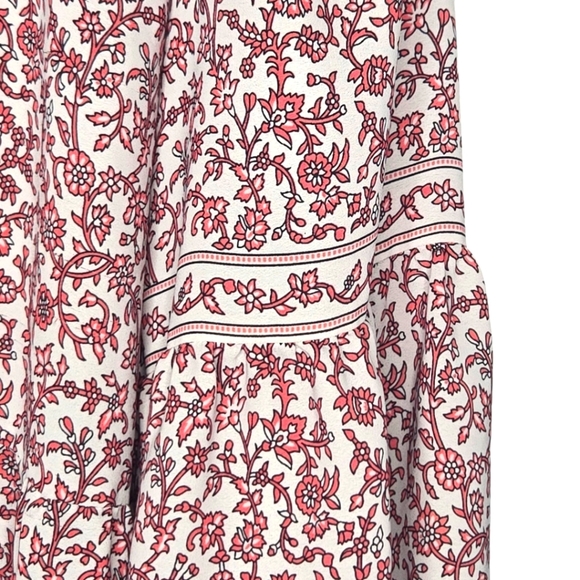 Max Studio Womens Boho Pink Floral Bubble Sleeve Half Button Crepe Blouse XL - Picture 8 of 8